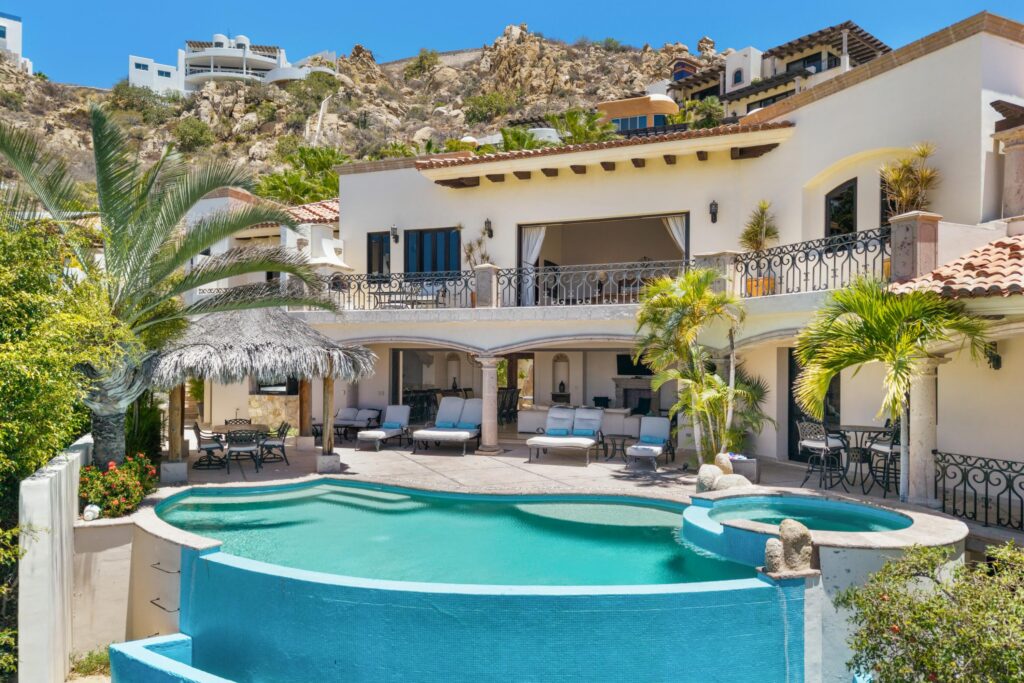 Cabo Luxury Pedregal Csl First time on the market, Villa Antigua is a six-bedroom, seven-bathroom residence located within the prestigious community of Pedregal, offering a rare opportunity to own a timeless property in Cabo's most exclusive neighborhood.Antigua blends classic Mexican architecture with hacienda-style furnishings, creating an atmosphere of inviting and understated luxury. Dramatic architectural details and exceptional craftsmanship are evident throughout, including stone columns, marble floors, and tasteful designer décor in warm earth tones.Its spacious layout includes six generously sized bedrooms, ideal for both private enjoyment and high-end rental use. The upper level bedrooms provide enhanced privacy, beautiful ocean – 140 Camino Pacifico Alto, Cabo San Lucas, BS