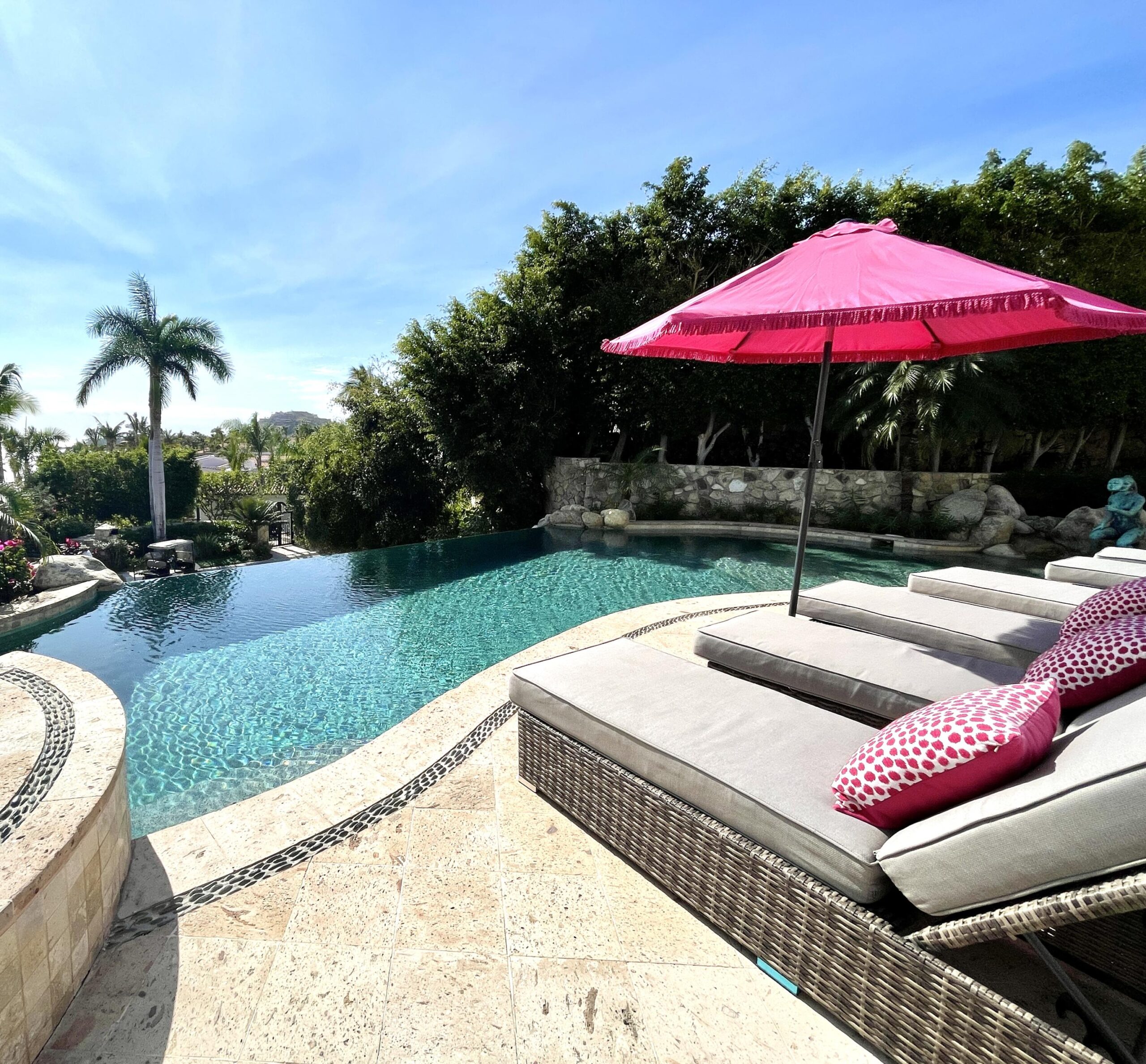 Cabo Luxury Las Tunas The Nacuii Residence is a refined luxury home crafted to exceed the expectations of even the most discerning buyer. Nestled on a generous and private 3,000 m² lot (0.73 acres), it's just a short, effortless stroll to the untouched, sandy shores of Las Tunas — perfect for enjoying the serene coastal landscape and dramatic sunsets. The home offers a thoughtful layout with 3 spacious bedrooms, a separate studio, a cozy TV lounge, and 6 full bathrooms, including two principal suites, a guest room, a detached studio, and a dedicated media or family room. Expansive sliding glass doors invite natural light throughout the interiors while showcasing tranquil garden for sale