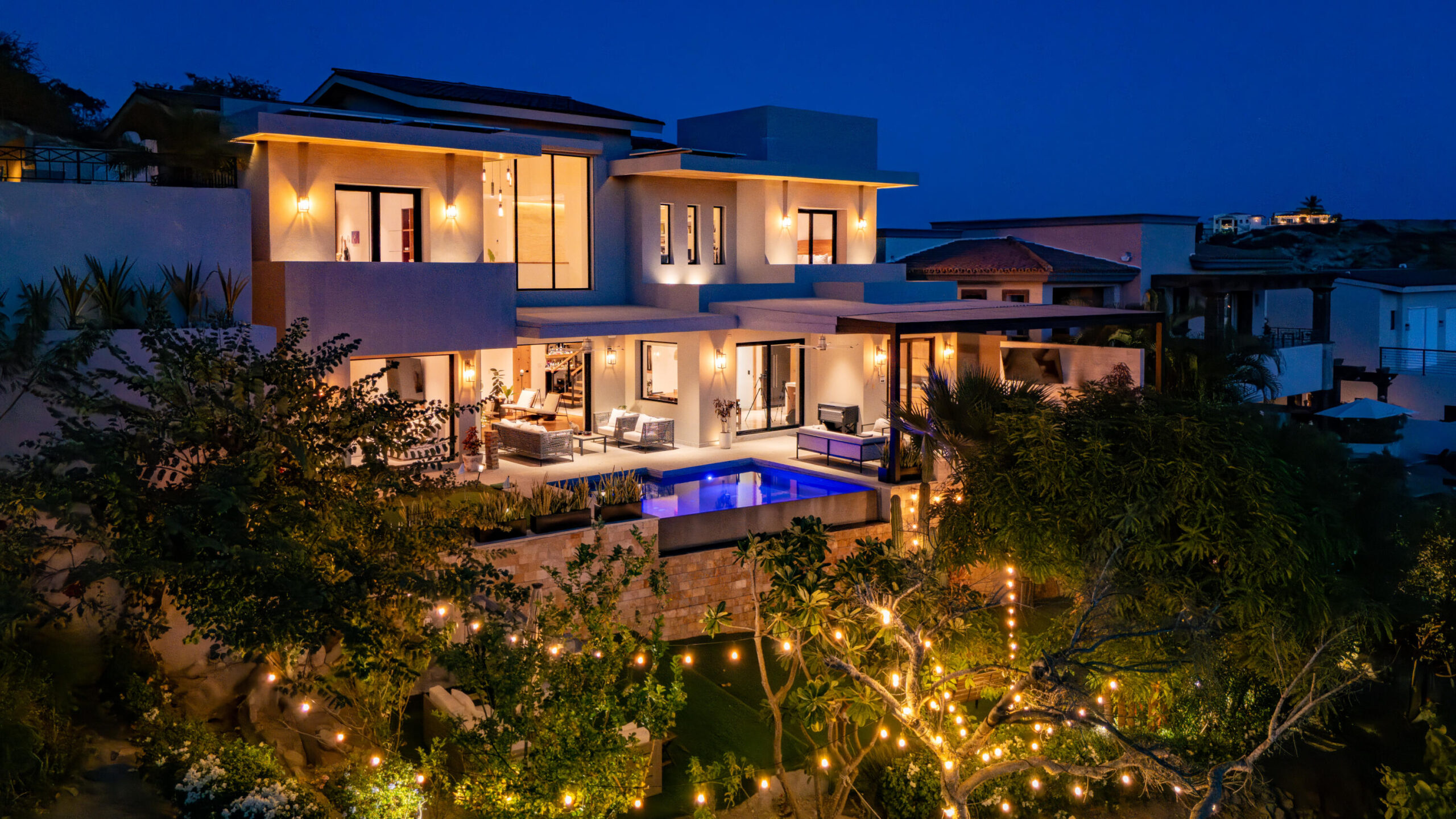Cabo Luxury Section 18- Horizontes Custom Home with Top Brands:White Oak Flame Carpentry.Aluminum Frame Hurricane Proof Insulated Windows with built-in Shutters.Duravit (German).DORNBRACHT Fixtures (German).M-Code Bath Fixtures (UK).Buster & Punch Door Hardware (UK).Flos Custom Lighting (Italian).CRESTON Automated Light, Audio & Video Control.Mitsubishi TVRA Units.BINOVA (Italian) Custom Kitchen with SubZero and Wolf Appliances.Water UV System by BWT (German).CISCO WiFi System.Water Heating by RINAHI.PENTA AIR Pool & Spa System.Weatherproof Fire Pit. for sale