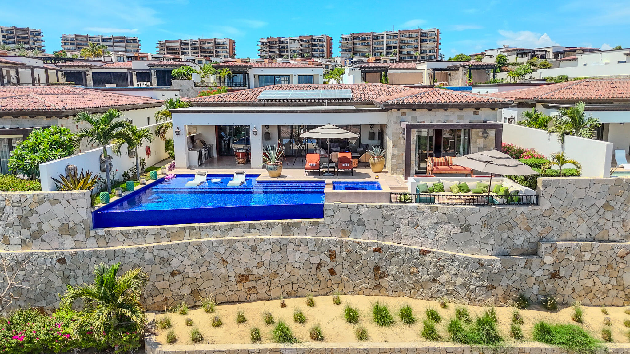 Cabo Luxury Brisas Experience coastal luxury in this stunning new-construction residence located within the exclusive gated community of Cabo Del Sol. Positioned on one of the most coveted streets in Las Brisas, this fully funded home offers breathtaking for sale