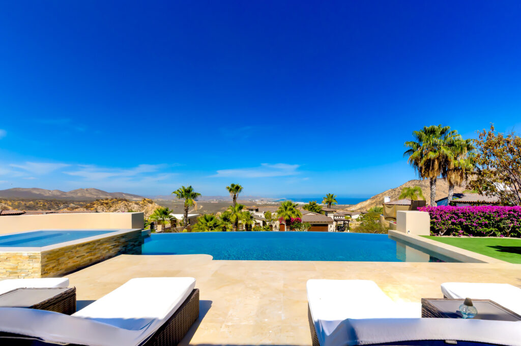 Cabo Luxury Section 4- Las Canadas Discover refined indoor-outdoor living at Cañada 9, set within Querencia, San Jose del Cabo's premier private golf community. Soaring beamed ceilings, walls of pocket glass, and luminous marble floors define an open great room that flows effortlessly to the terrace, infinity-edge pool, and stone-clad water feature -- all framed by panoramic Sea of Cortez and mountain – Querencia Blvd, San Jose Corridor, BS