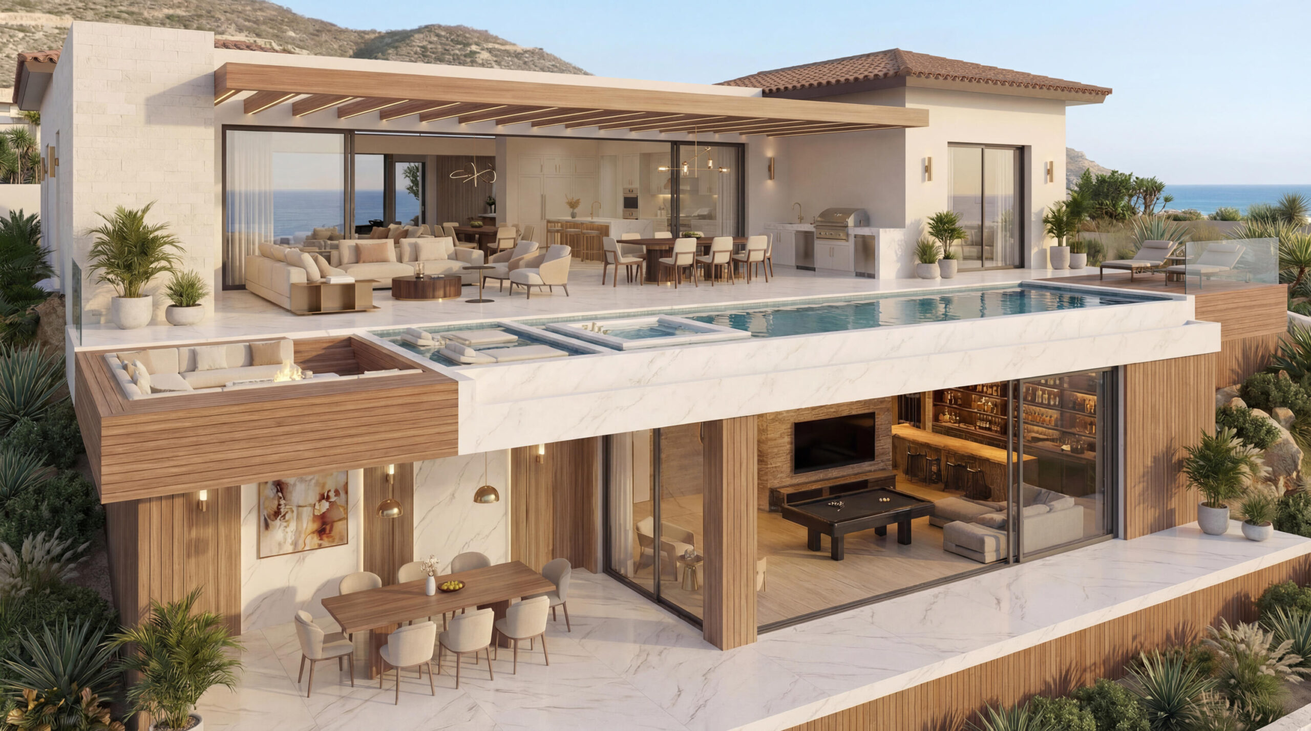 Cabo Luxury Residenciaslomastule Serene Hilltop Property Overlooking Chileno Bay, Los Cabos CorridorNestled on nearly 2 acres in the heart of the prestigious Los Cabos corridor between San Jose del Cabo and Cabo San Lucas, this exceptional estate offers unmatched privacy, panoramic for sale