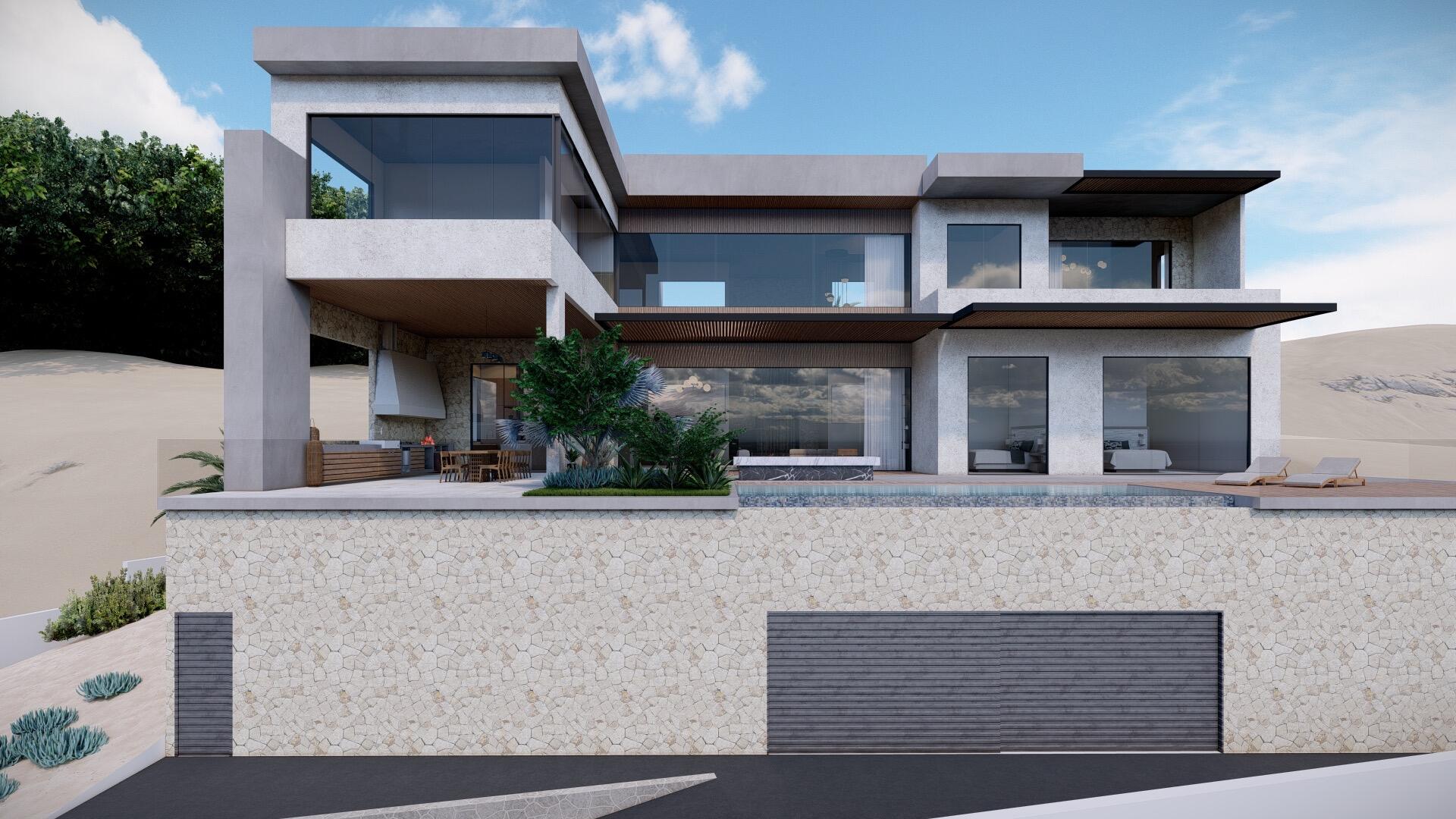 Cabo Luxury Rancho Cerro Colorado Perched on the ocean-side cliffs of the gated Rancho Cerro Colorado, Villa Colorado is a modern pre-construction masterpiece by Custom Homes Mexico. This 6-bedroom, 6.5-bathroom estate is designed entirely for the buyer who craves absolute privacy, opulence and a spectacular for sale